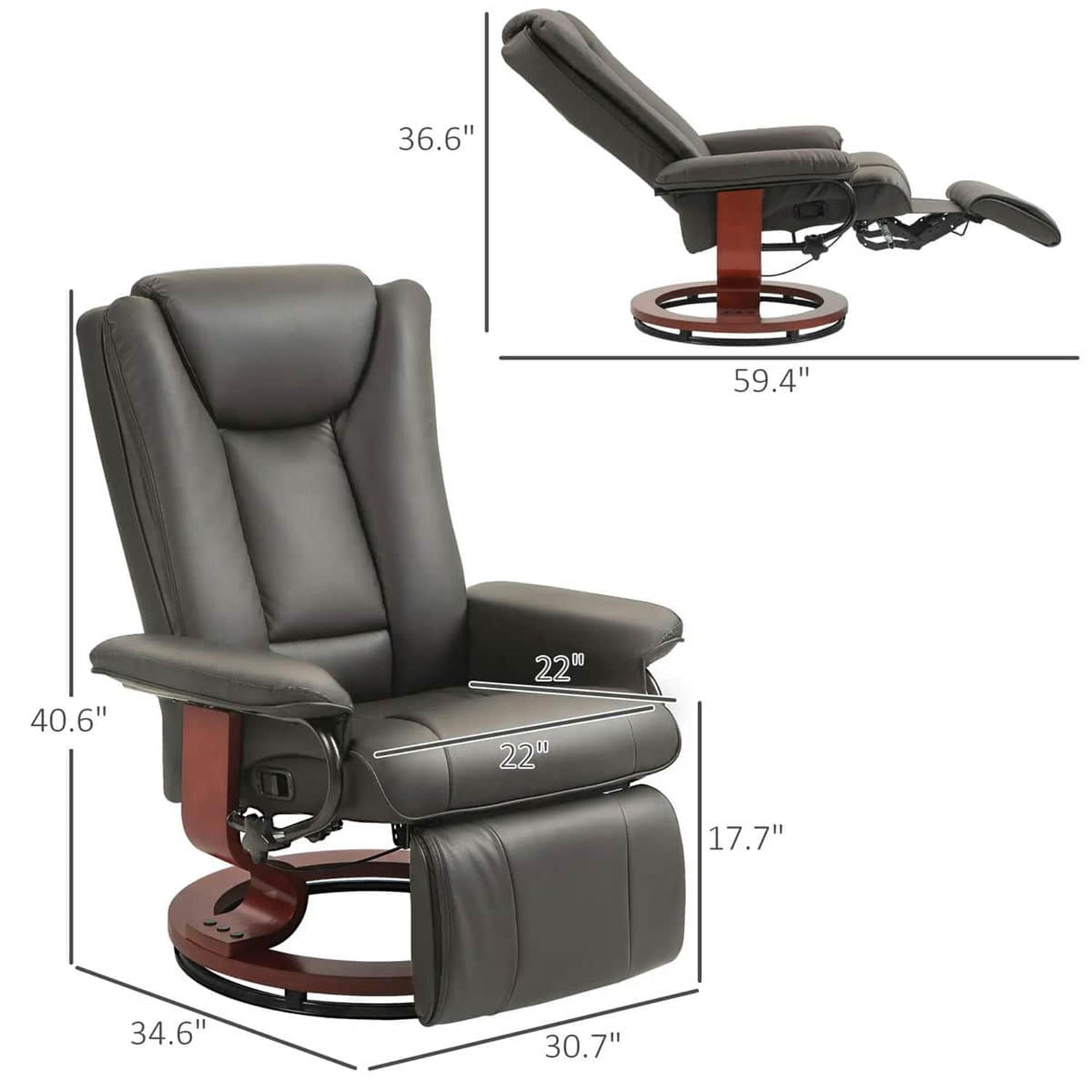 Demi Bonn 40" Modern RV Recliner, High-Quality PU Leather Swivel Armchair with Footrest for Living Room, Brown