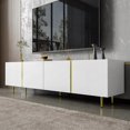 thumbnail image 2 of Sleek White High-Gloss TV Stand | 4 Doors for Storage, Decor-Friendly, 2 of 22