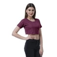 thumbnail image 4 of Moomaya Womens Round Neck Crop Top Short Sleeves Summer T-shirt Loose Fit Tops, 4 of 7