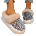 thumbnail image 4 of Wovix Women's Sequin Fashion Casual Lined Slippers Carnival Slippers Comfort Memory Foam House Slippers Grey 39, 4 of 6