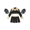 thumbnail image 4 of TiaoBug Kids Girls Cheerleading Outfits Cheer Print Crop Top with Pleated Skirt Black 6, 4 of 5