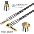 thumbnail image 4 of Cable de guitarra JOLGOO de 10 pies y 6,35 mm, recto a ángulo recto, 4 of 7