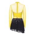 thumbnail image 4 of HULIJA Robe de Patinage Artistique pour Femmes Manches Longues en Maille avec Strass Compétition de Danse Jaune TTG, 4 of 5