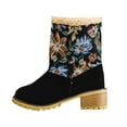 thumbnail image 3 of Boots for Women Low Chunky Heel Round Toe Printed Warm Shoes Womens Winter Trendy Thick Heel Fashion Boots Black 5.5, 3 of 7