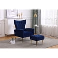 thumbnail image 2 of Tufted Cushions Accent Chair With Ottoman In Blue, 2 of 20