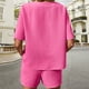 thumbnail image 5 of Trajes sueltos de dos piezas para damas Camisetas sólidas y pantalones cortos Conjunto de pantalones elásticos de uso diario FLhrweasw Nuevo, 5 of 9