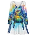thumbnail image 3 of Watercolor Sea Turtle Cute Long Sleeve Dresses For Women Vintage Elegant Party Dress Oversized V-neck Dress S-8XL, 3 of 7
