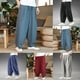 thumbnail image 3 of Men Pants Loose Straight Elastic Waist Casual Loose Lounge Trousers Solid Color, 3 of 8