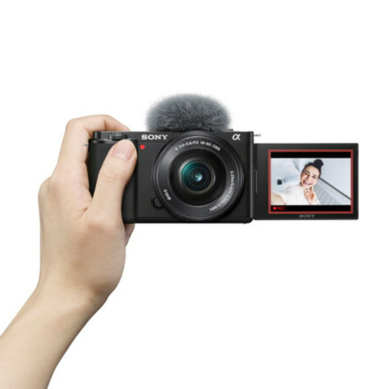 Sony Alpha ZV-E10 Mirrorless Vlog Camera with 16-50mm Lens + 2 Pack 32GB Memory Card + Flash + Tripod + Backpack + ZeeTech Accessory Bundle (Black)