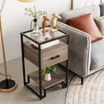 thumbnail image 3 of Qinaqin Marrón Nightstand End Mesa 3-Tier Almacenamiento Cajón Tempered Vidrio Top Steel Frame Easy Assembly para Dormitorio o cm de Profundidadorm, 3 of 7