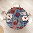 thumbnail image 4 of Ambesonne Floral Fitted Round Tablecloth, Poppy and Pansy Flowers Art, 45"- 56" Diameter, Ruby Quartz Blue Grey, 4 of 5