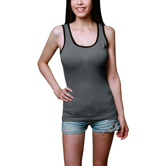 Hat and Beyond Women's Classic Soft Workout Sleeveless T-Shirts with Contrast Binding
