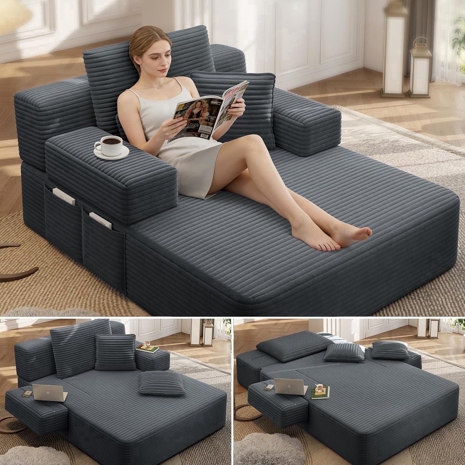 DILORA, MoonSpeak Sleeper Couch Bed, 78.7'', Black - Walmart.com