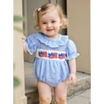 thumbnail image 4 of Infant Newborn Baby Girl Summer Romper Cute Short Sleeve Bow Embroidery Patchwork Bodysuit Newborn Playsuit, 4 of 9