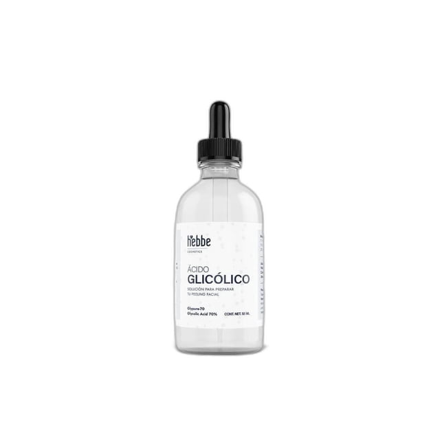 Ácido Glicólico Cosmético 70% Líquido 50 Ml (Rinde 500Ml) Hebbe Cosmetics Uso para productos cosméticos