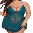 thumbnail image 4 of Nuisette Sans Manches Dos Nu Col en V Dentelle Florale avec String Grande Taille, 4 of 6