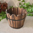 thumbnail image 5 of Rustic Succulent Planter Wavy Edge Wooden Barrel Empty Flower Pot Garden Decor, 5 of 5