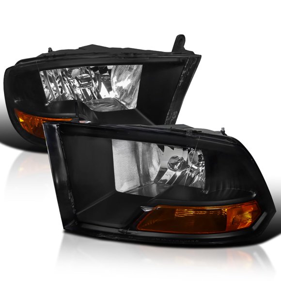 Spec-D Tuning Black Headlights Compatible with 2009-2018 Dodge RAM 1500/2500/3500 L+R Pair Head Light Lamp Assembly
