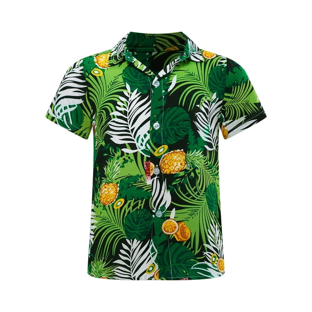 Jowowha Petits Garçons Été Plage Décontracté Aloha Luau Chemises Col Rabattu Hauts Tropicaux Tenue de Jeu Type K 120
