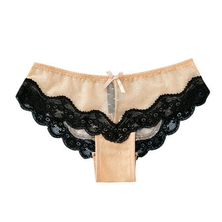 

Aayomet Women s Underwear Women Lace Panties Low Waist Mesh Floating Floating Transparent Bag Briefs Beige M