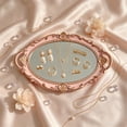 thumbnail image 5 of Cififendec Christmas Vintage Decorative Mirror Tray, Ornate Embossed Premium Mirror Dish for Xmas Vanity Table Accent Styling, 15.35"×9.65", Pink, 5 of 6