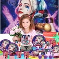 thumbnail image 4 of Harley Quinn Birthday Cups Party Supplies Decor Backdrop Paper Plates Fans Decorations Banner, 4 of 7