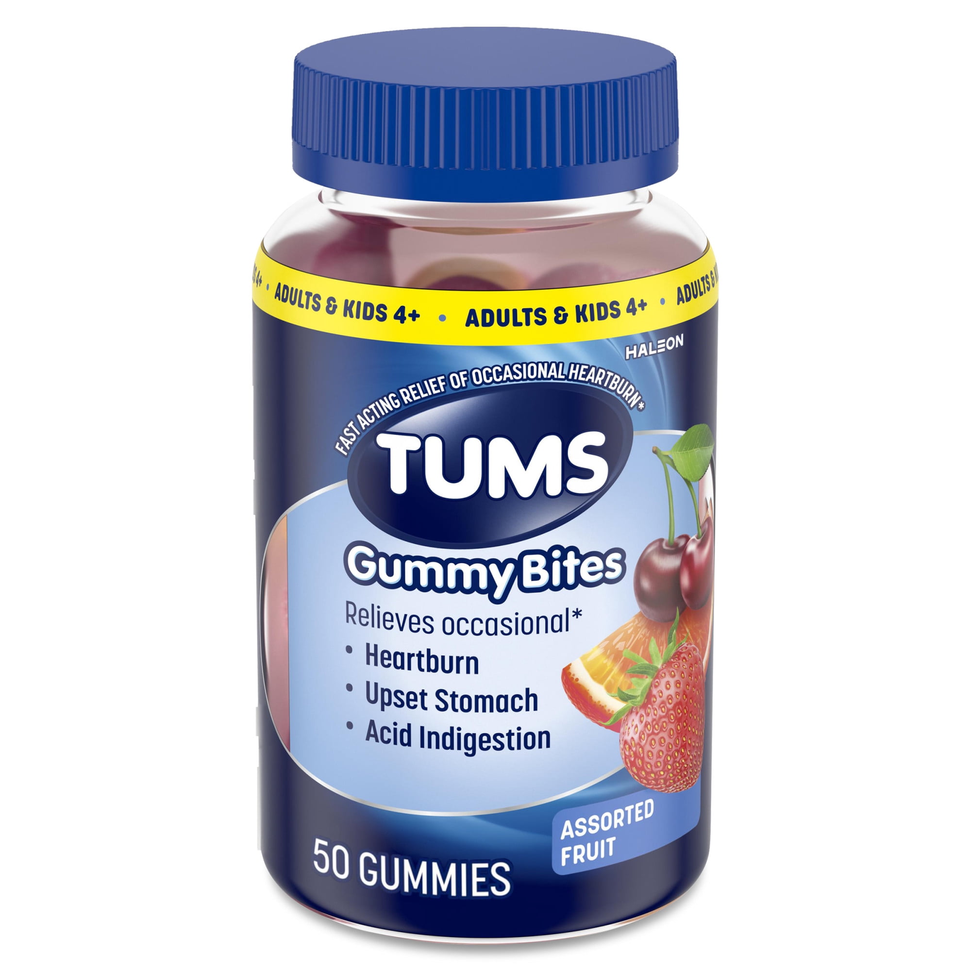 (3 pack) Tums Gummy Bites Dietary Supplement for Occasional Heartburn Relief, Assorted Fruit Flavors - 50 Ct