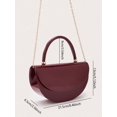 thumbnail image 6 of Women Glossy Burgundy Top Handle Handbag Elegant Half Moon Shoulder Bag Evening Purse for Party Wedding, 6 of 8