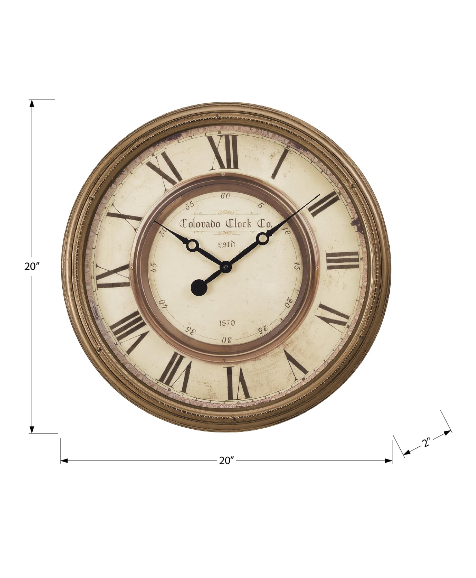 Clocks - 20" Round - Wall Clock - Antique Brown - Transitional