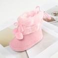 thumbnail image 6 of 0-18M Baby Girls Pom-Poms Snow Boots Non Slip Soft Sole Toddler First Walker Winter Warm Crib Shoes, 6 of 7