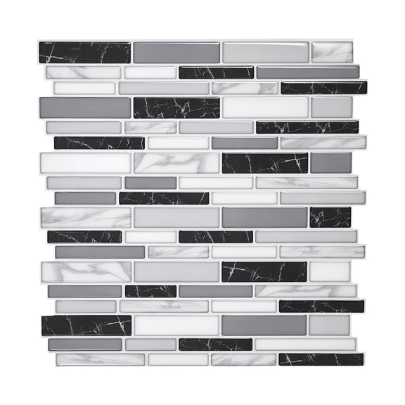 SELIVO Peel and Stick Backsplash 10-Sheet, 12 x 12 x 0.78 inch / 305 x 305 x 2.0 mm Self-Adhesive Wall Tiles, Stick on Subway Tile Backsplash for Kitchen, 3D Back Splashes for Bathroom, Stone-Look