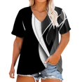 thumbnail image 2 of Gray Plus Size Tops Plus Size V Neck T Shirts Short Sleeve Tops Casual Summer Tshirts Loose Fit Tee Womens Shirts, 2 of 4