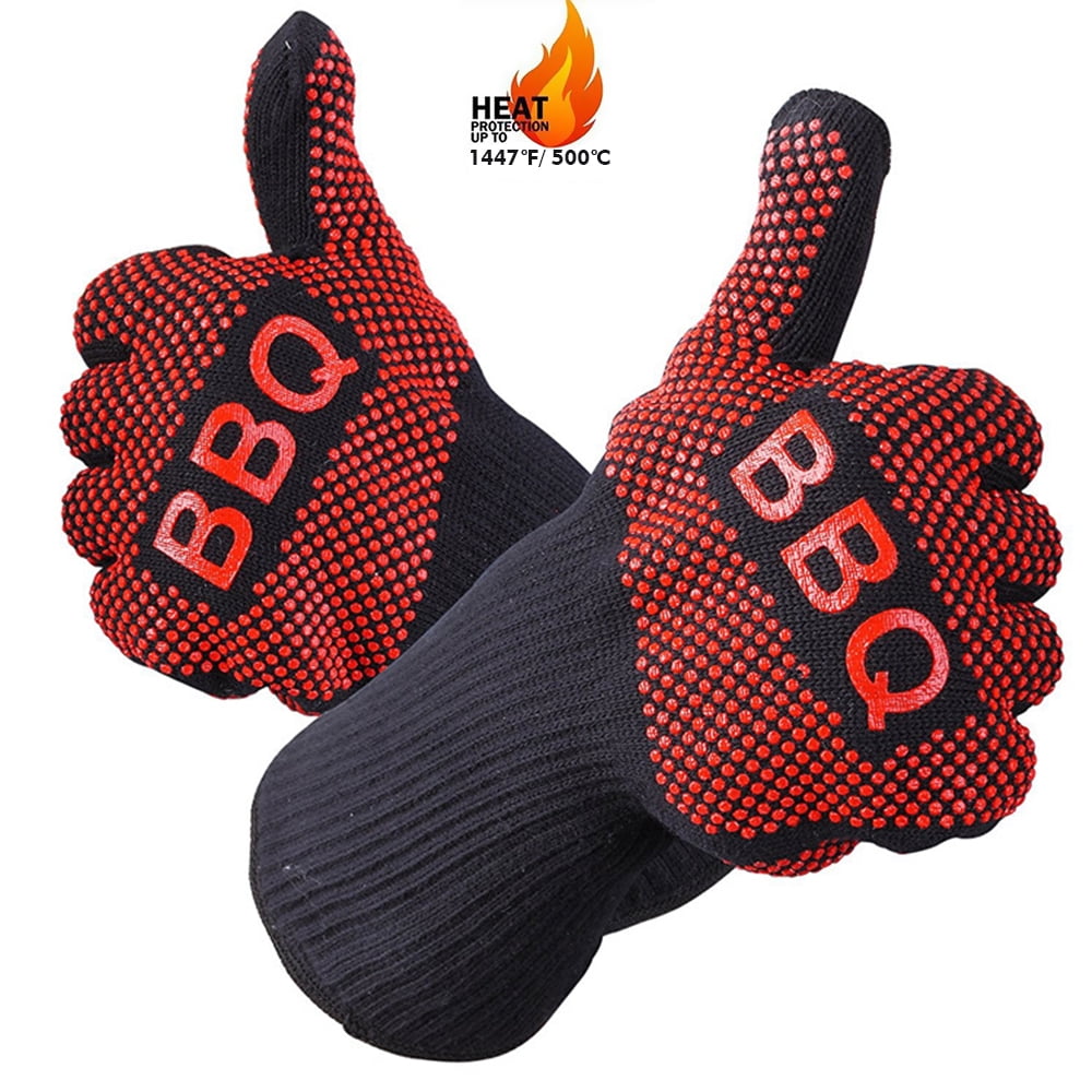 MAYFERTE BBQ Cooking Glove 932°F Extreme Heat Resistant Oven Gloves for 