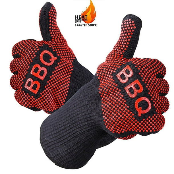A Pair of Heat Resistant BBQ Gloves Food Grade Kitchen Oven Mitts Oven