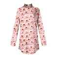 thumbnail image 4 of Summer !DianGeFu Womens Long Sleeve Blouses for Fall Plus Size 2025 ,Women Off Shoulder Sleeves Long Sleeve Printed High Neck Top T-shirt,Pink,XXL, 4 of 4