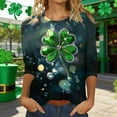 thumbnail image 2 of Green Top for Womens Round Neck 3/4 Sleeve T Shirt Everyday Wear for St. Patrick'S Day Celebration A-Dark Gray L, 2 of 5