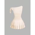 thumbnail image 2 of Women's Asymmetrical One Shoulder Mini Dress Ruched Bodycon Tiered Ruffle Hem Party, 2 of 6