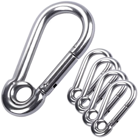 TALENO 5pcs 1/4'' Stainless Steel Carabiner Clip Sp Snap Hook Link with Eyelet, 250lb Load, 2-3/8 Inch Length