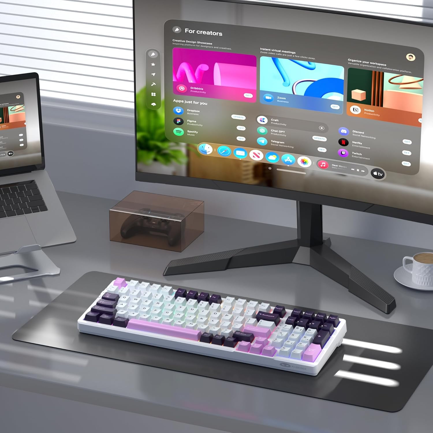 MageGee LIGHT100 Wired Creamy Keyboard,96% Gasket Hot Swappable Gaming Mechanical Keyboards with 6-Layer Sound Dampening, RGB Backlit for Win/Mac/PC,PBT Keycaps, Purple
