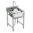 thumbnail image 4 of Anvazise Stainless Steel Utility Sink Outdoor Sink Freestanding Commercial Kitchen Single Bowl Sink (Silver), 4 of 13