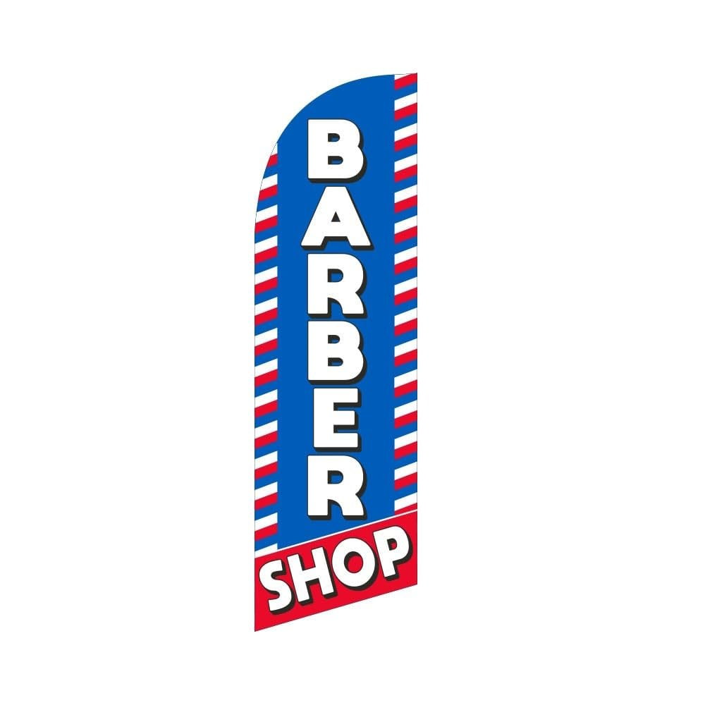 Barber Shop 6FT Swooper Feather Flag for Business Advertising outdoor windless feather Banner with Complete 8FT Pole Kit and Ground Stake