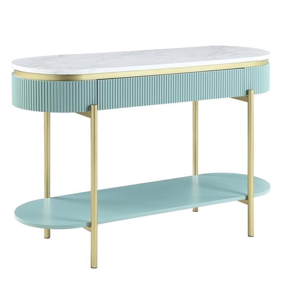 Furniture of America Timi Glam Wood 1-Drawer Console Table in Green