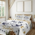 thumbnail image 3 of Ambesonne Nautical Fitted & Top Sheet Set with Shams, Lifeboy Rudder Captain, Pale Brown Blue White, 3 of 8