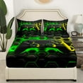 thumbnail image 3 of Erosebridal Teens Gaming Twin Sheet Sets, Green Honeycomb Bed Sheets Twin, Geometric Bedding Twin Size, Ultra Soft Bedroom Decoration, 3 Pieces, 3 of 7