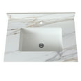thumbnail image 5 of 31 Inch Marble Vanity Top, Bathroom Vanity Top with Undermount Rectangular Middle Sink and 4" Height Backsplash, Pre-Drilled Faucet Hole Vanity Top, Carrara white with veins, 5 of 9