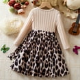 thumbnail image 4 of Bainana Toddler Girls Fall Dresses Leopard Print Long Sleeve Crew Neck Dress Soft Comfortable Autumn Winter Girls Daily Wear Beige Size 3-4 Years, 4 of 9