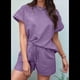 thumbnail image 4 of Conjunto de Pijama de 2 Piezas para Mujer, Color Liso, Cuello Redondo, Informal, de Tela Texturizada, Corta, , Talla L, 4 of 7
