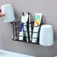 thumbnail image 4 of Portacepillos de pared para ducha, organizador de accesorios de baño de acero inoxidable plateado, color negro, 4 of 6