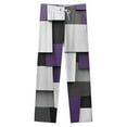 thumbnail image 4 of Abstract Geometric Art, Purple Black Grey Winter Female Pants Flannel High Waist Women Pants Lady Warm Straight Leg Plush Trousers, 4 of 7