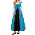 thumbnail image 4 of Ynynloco Renaissance Costume Women Halloween Medieval Pirate Full Skirt Dress 2 Pics Set, Pockets, Square Neck, Adjustable Lacing, for Ren Faire, Witch Outfit, Pirate Theme Parties, Hobbit Events, 4 of 7
